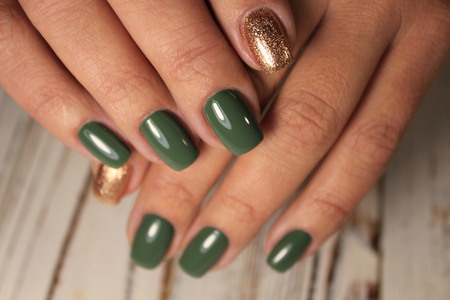 beautiful fashion manicure with a design on long nailsの写真素材