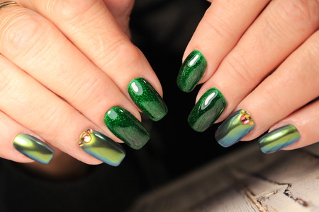 stylish manicure design on beautiful long nailsの写真素材