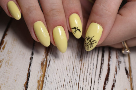 design on yellow manicure beautiful drawing nails 2019