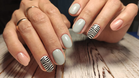stylish design of manicure on long beautiful nails