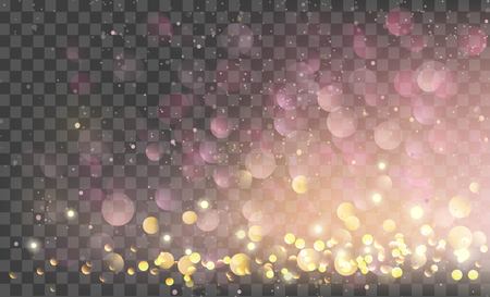 Abstract glitter background. Vector gold glitter particles and lights on transparent background. Sparkling texture.のイラスト素材