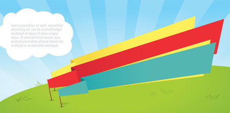 Vector Flat Style Waving  Flags. Colorful background. Kids worldのイラスト素材