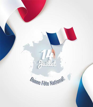 14 July Bastille Day Flyer Banner Or Poster Silhouette Of French