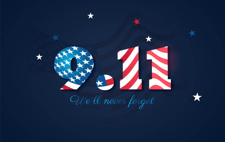 Patriot day poster. We will never forget 11 september.  Vector  illustration