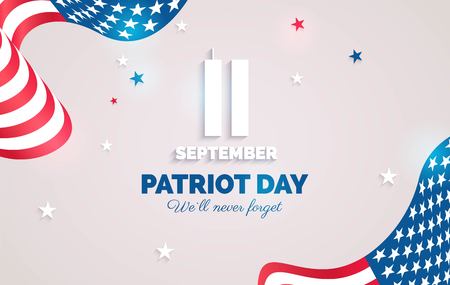 Patriot day poster. We will never forget 11 september.  Vector  illustrationのイラスト素材