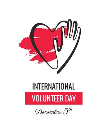 5 December. International volunteer day background. Hands and hearts design. Vector illustrationのイラスト素材