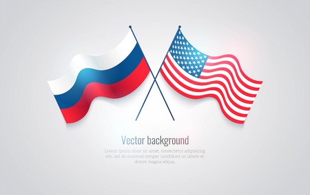 Flags of the USA and Russia isolated on white background. Vector illustrationのイラスト素材