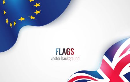 Flags of the United Kingdom and the European Union isolated on white background. Vector illustrationのイラスト素材