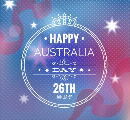 Congratulation Happy Australia Day on blurred background. Vector illustration for prints or cards for the holiday.のイラスト素材