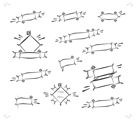 Set of hand drawn banners and labels for promotion.のイラスト素材