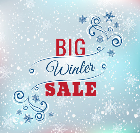 Big winter sale typography poster - Vector illustration. All elements can be edited to fit your layout.Colorful background consist of several separate layers. Eps 10のイラスト素材
