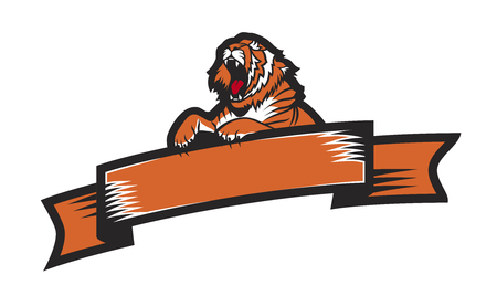 Tiger label/badge with ribbon frameのイラスト素材