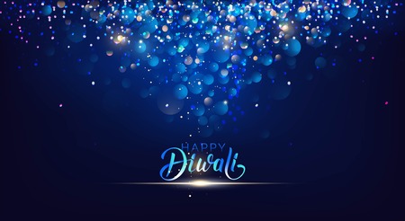 Diwali festival lights poster. DIwali holiday shiny background. Vector illustrationのイラスト素材
