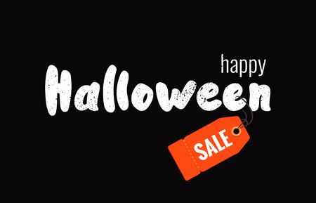 Halloween Sale Calligraphic Advertising Banner With Price Tag. Vector illustration.のイラスト素材
