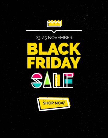Black friday sale banner.Sale poster with geometric shapes.  Vector background in retro 80s, 90s memphis style.  Vector illustration.のイラスト素材