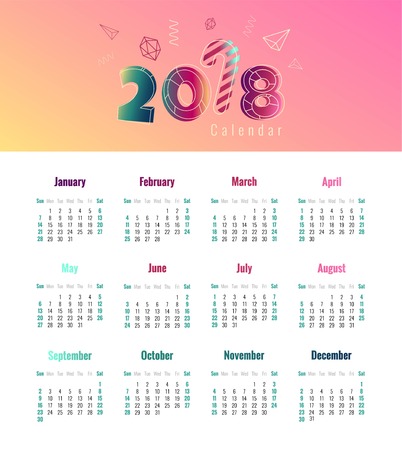 2018 calendar design. Vector illustrationのイラスト素材