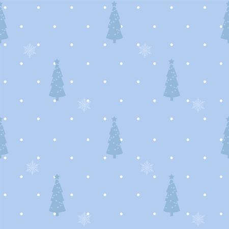 Winter christmas seamless pattern with christmas tree, snow and snowflakes. Vector illustrationのイラスト素材