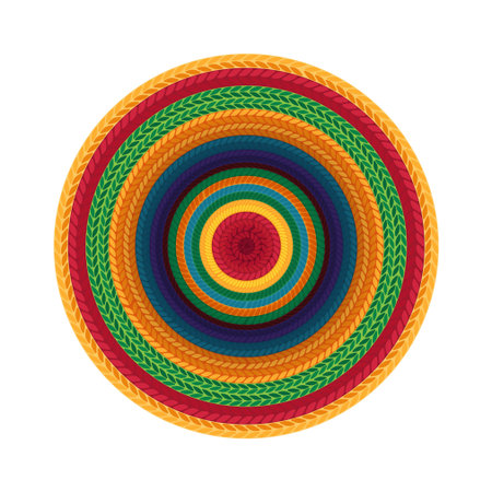 Sombrero or  mexican hat isolated. Top view. Vector illustration.のイラスト素材