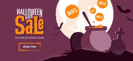 Halloween sale spooky background. Vector illustrationのイラスト素材