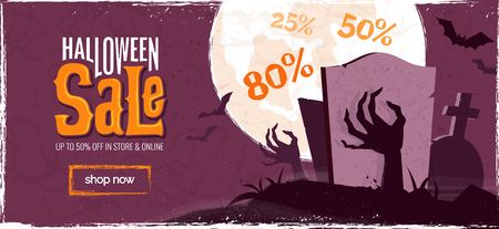 Halloween sale spooky background. Vector illustrationのイラスト素材