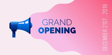 Grand opening banner with megaphone.  Vector illustration.のイラスト素材