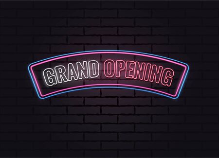 Grand opening neon poster. Vector illustration.のイラスト素材
