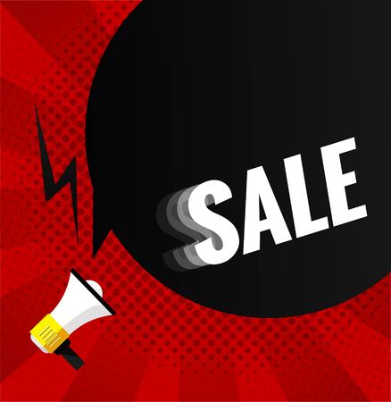 Sale poster with megaphone in pop art style. Vector illustration.のイラスト素材