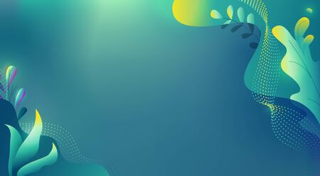 Abstract floral background with gradient shapes in blue and green colors. Underwater magic world. Vector illustrationのイラスト素材