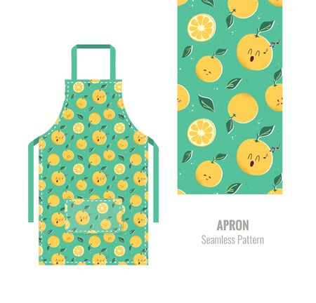 Kitchen apron with cute orange pattern. Vector illustrationのイラスト素材