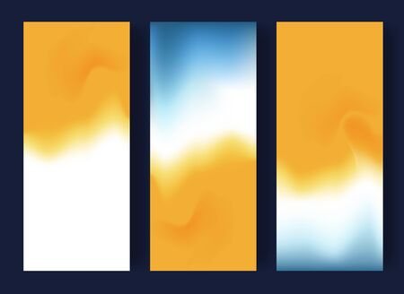 Abstract blurred banners in blue, white and yellow colors. Summer concept. Vector illustrationのイラスト素材