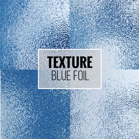 Set of shiny blue foil textures. Blue foil abstract backgrounds for invitations, posters, cards.Vector illustrationのイラスト素材