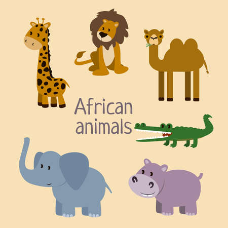 African animals vector illustration Cartoon animals hand drawnのイラスト素材