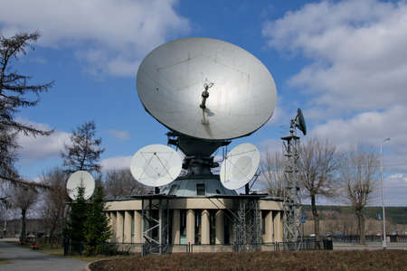 satellite antenna in Siberia in Kemerovoの写真素材