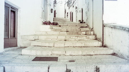 The stairs of the small Italian villageの写真素材