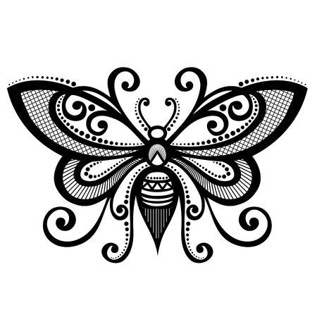 Vector Beautiful Bee, Exotic Insect  Patterned design, Tattooのイラスト素材