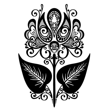 Beautiful Decorative Flower with Leaves  Vector , Patterned designのイラスト素材