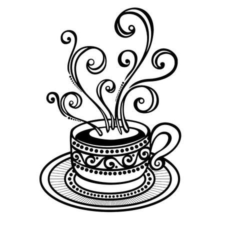 Vector Decorative Cup of Coffee with Steamのイラスト素材