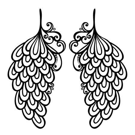 Peerless Decorative Feather  Vector , Patterned design, Tattooのイラスト素材