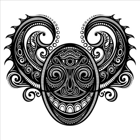 Vector Ornate Face of Demon  Patterned designのイラスト素材