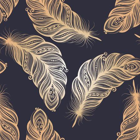 Seamless Pattern with Feathers  Vector のイラスト素材