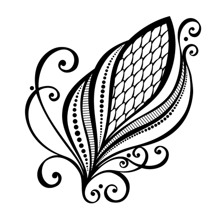 Beautiful Decorative Flower with Leaves  Vector , Patterned designのイラスト素材