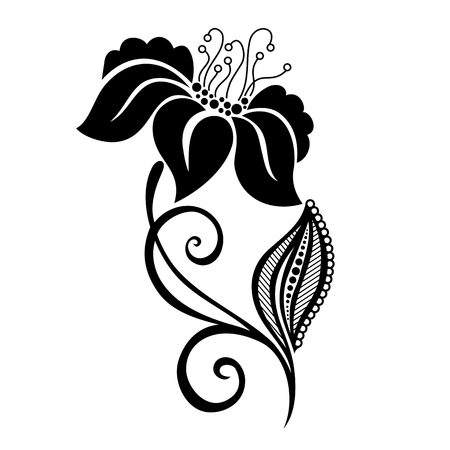 Beautiful Decorative Flower with Leaves  Vector , Patterned designのイラスト素材