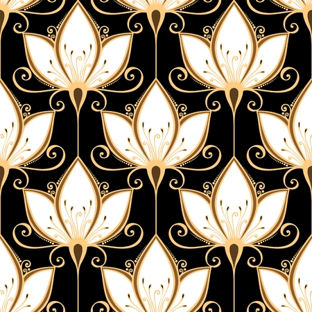 Seamless Floral Pattern  Vector   Hand Drawn Texture with Flowersのイラスト素材