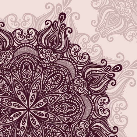 Vector Colored Ornate Hand Drawn Texture with Beautiful Mandalaのイラスト素材