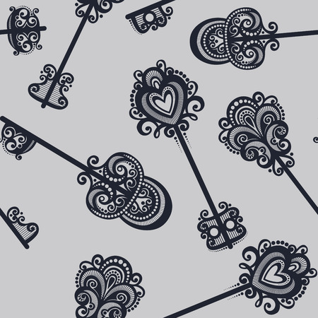 Seamless Ornate Pattern with Keys  Vector のイラスト素材