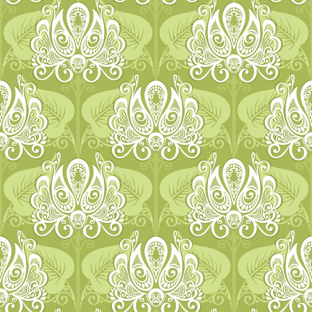 Seamless Floral Pattern  Vector   Hand Drawn Texture with Flowersのイラスト素材