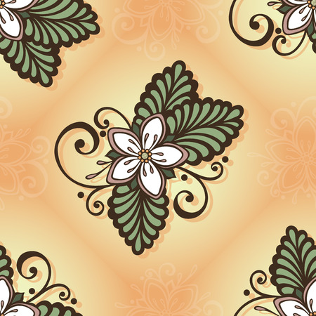 Seamless Floral Pattern  Vector   Hand Drawn Texture with Flowersのイラスト素材
