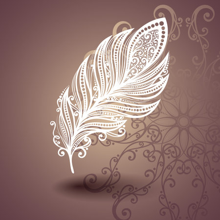 Vector Template with Peerless Feather on Ornate Background  Collectionのイラスト素材
