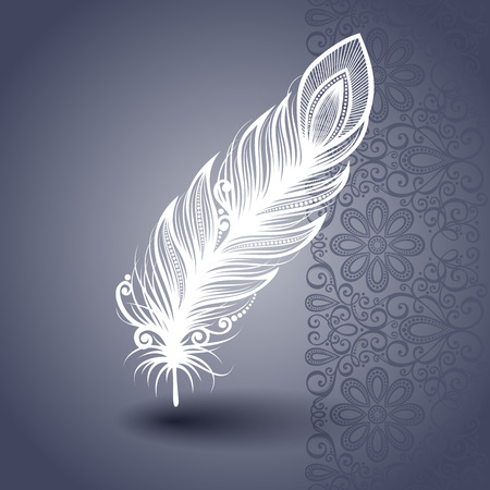 Vector Template with Peerless Feather on Ornate Background  Collectionのイラスト素材