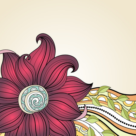 Vector Colored Floral Background  Hand Drawn Texture with Flowersのイラスト素材